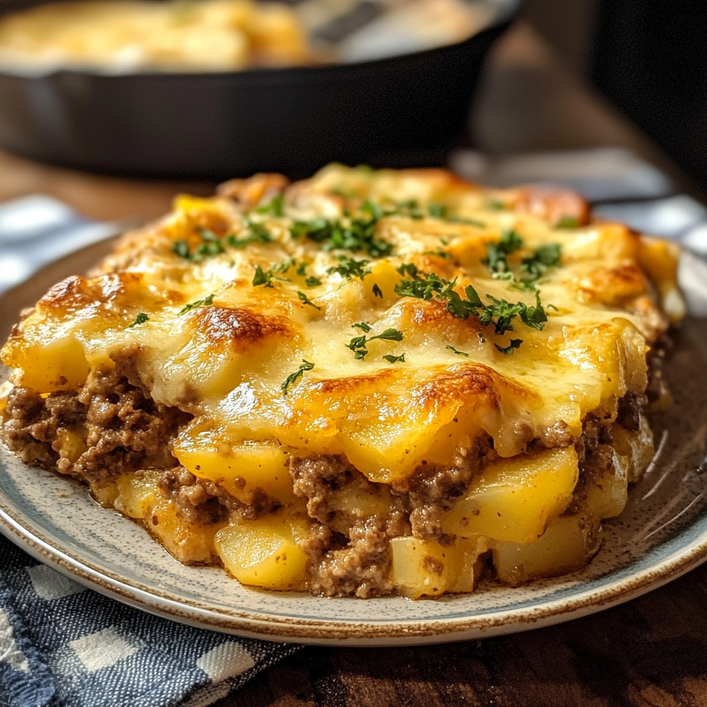 Cheesy Hamburger Potato Casserole Recipe