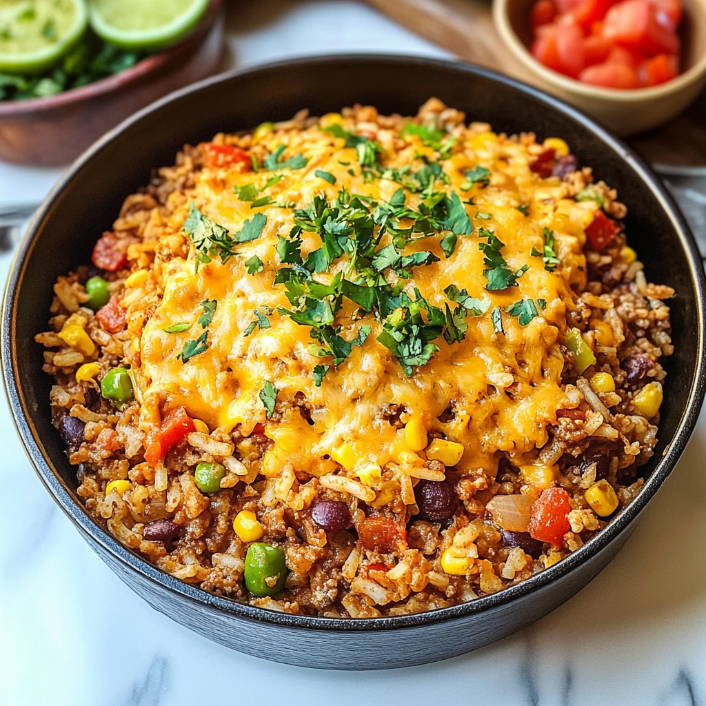 Cheesy Taco Rice Skillet Dinner Recipe