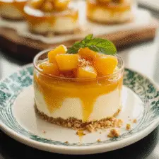 No-Bake Peach Cheesecake Jars