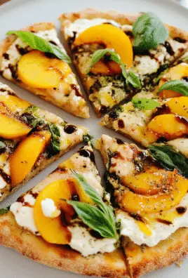 Peach & Basil Flatbread Pizza Recipe