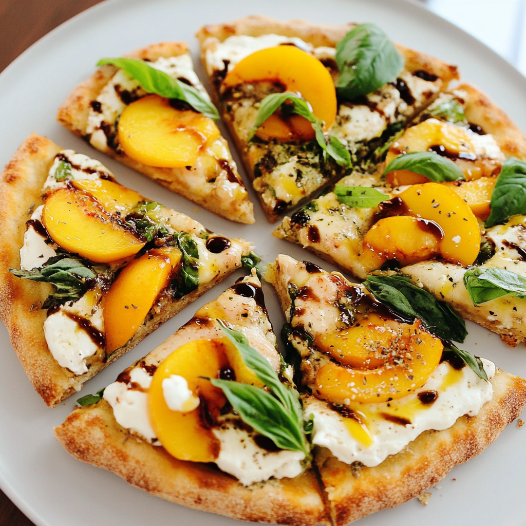 Peach & Basil Flatbread Pizza Recipe