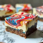 Red, White & Blue Cheesecake Swirled Bars