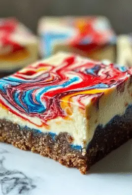 Red, White & Blue Cheesecake Swirled Bars