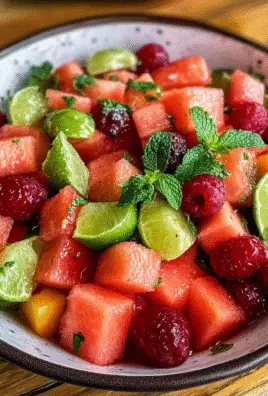 Watermelon Fruit Salad with Lime Mint Dressing