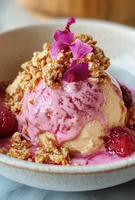 Rhubarb Gelato with Almond Crunch Recipe