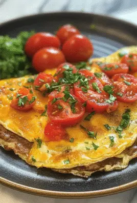 Sausage Tomato Cheese Omelet Recipe