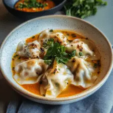 Thai Red Coconut Gyoza Soup