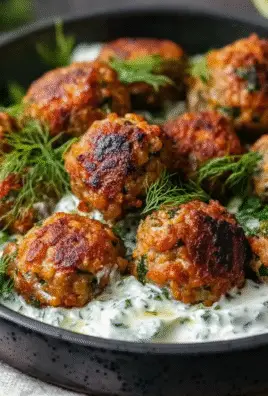Baked Greek Lentil Meatballs with Tzatziki