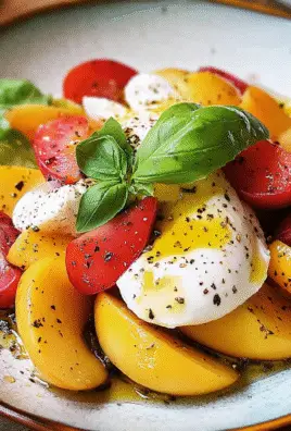 Peach Caprese Salad with Burrata