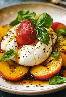 Peach Caprese Salad with Burrata