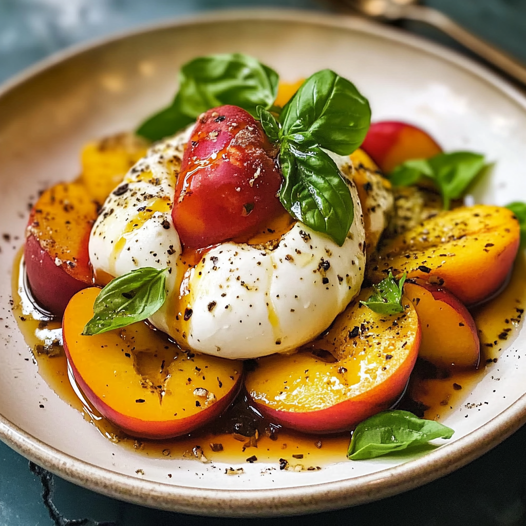 Peach Caprese Salad with Burrata