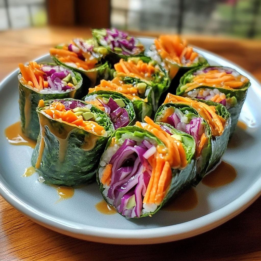 Detox Rainbow Roll-Ups with Peanut Sauce Recipe