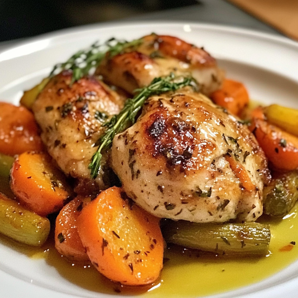 Garlic Herb Chicken with Caramelized Carrots