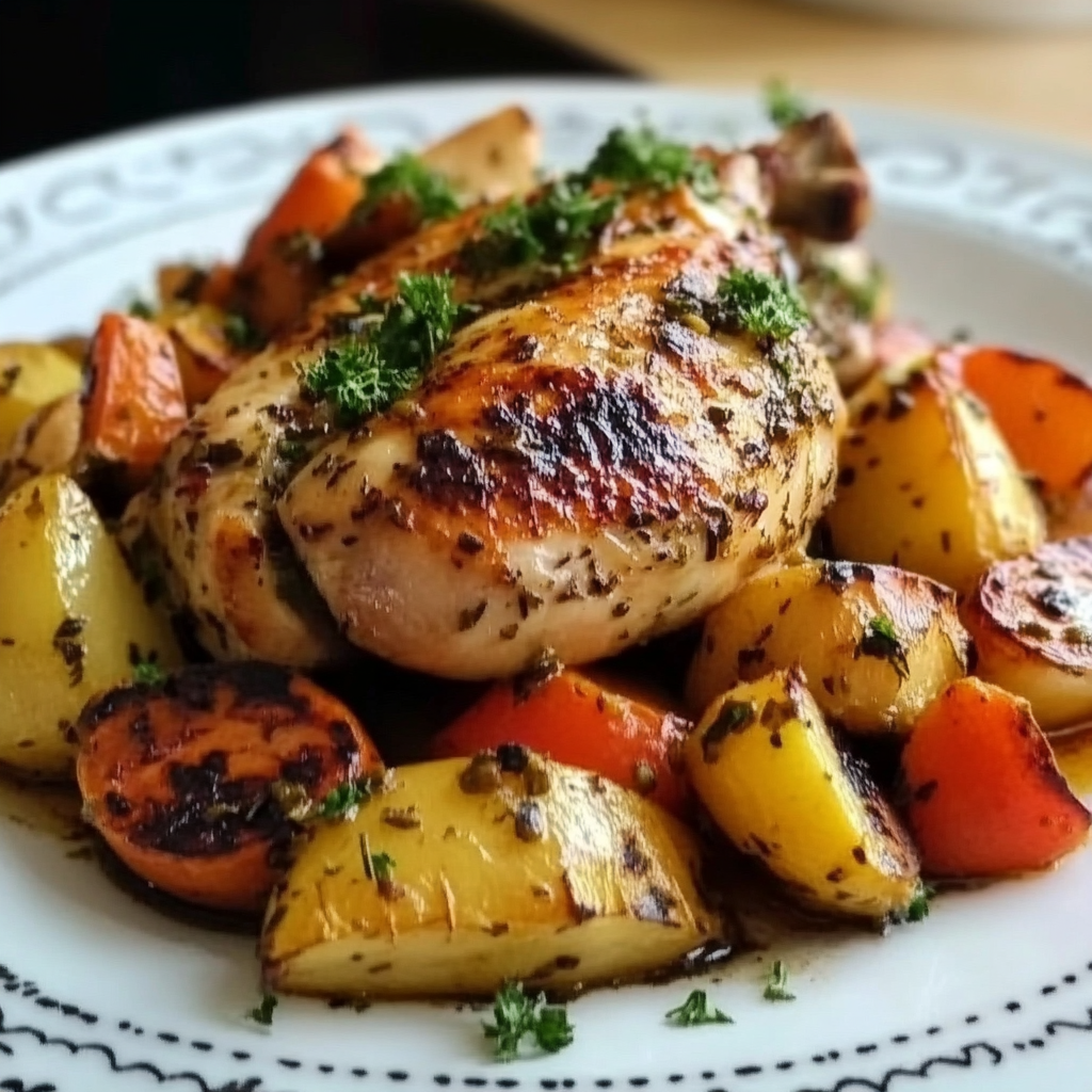 Garlic Herb Roasted Chicken with Veggies