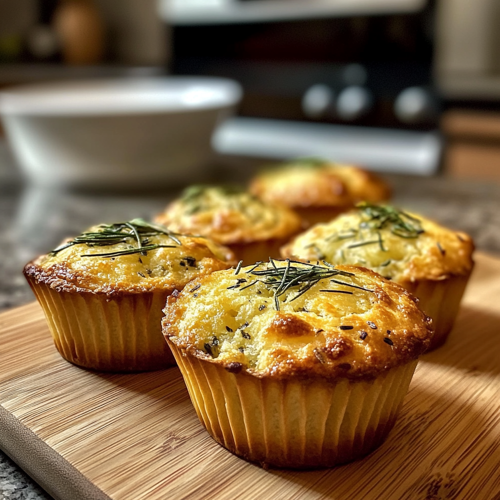 Golden Crust Garlic Rosemary Focaccia Muffins