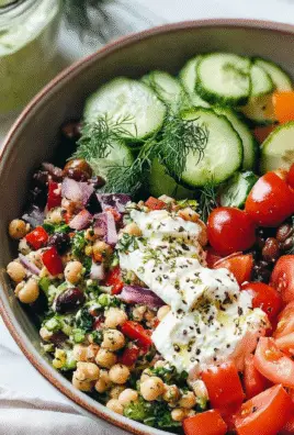 Lentil Greek Salad with Dill Sauce Recipe