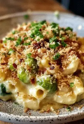 Creamy Mac and Cheese with Brussels Sprouts & Bacon Crunch
