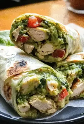 Pesto Chicken and Avocado Bacon Salad Wraps