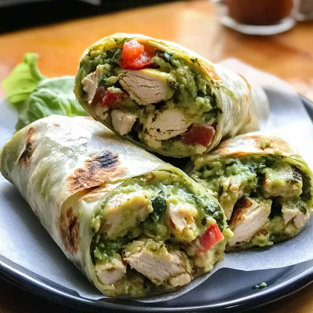 Pesto Chicken and Avocado Bacon Salad Wraps