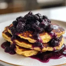 Ricotta Pancakes with Salted Blueberry Butter