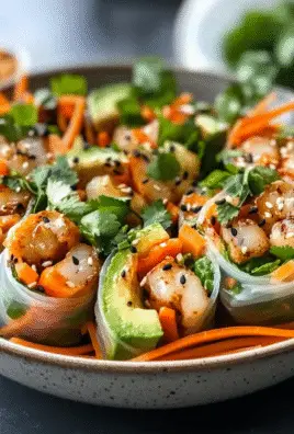 Spring Roll Bowls with Sweet Garlic Lime Sauce