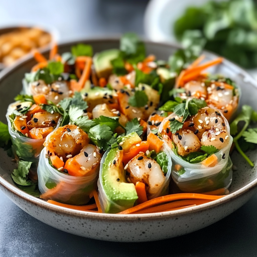 Spring Roll Bowls with Sweet Garlic Lime Sauce