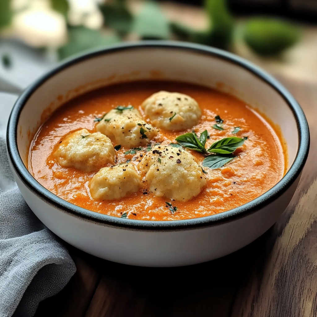 Tomato Soup with Cheddar Bay Dumplings Recipe