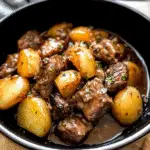 Crockpot Garlic Butter Beef Bites with Potatoes