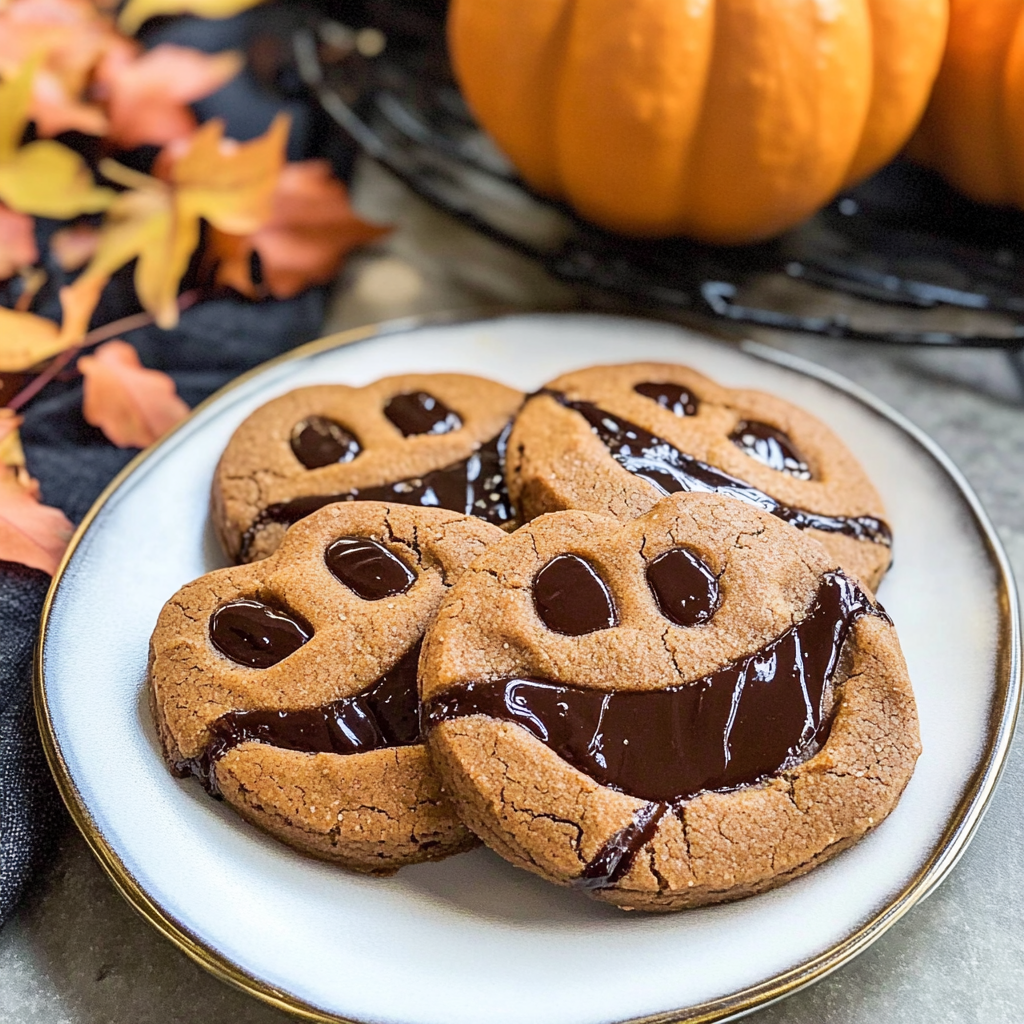 Milk Chocolate Stuffed Jack-O'-Lantern Cookies