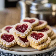 Classic Raspberry Linzer Heart Cookies